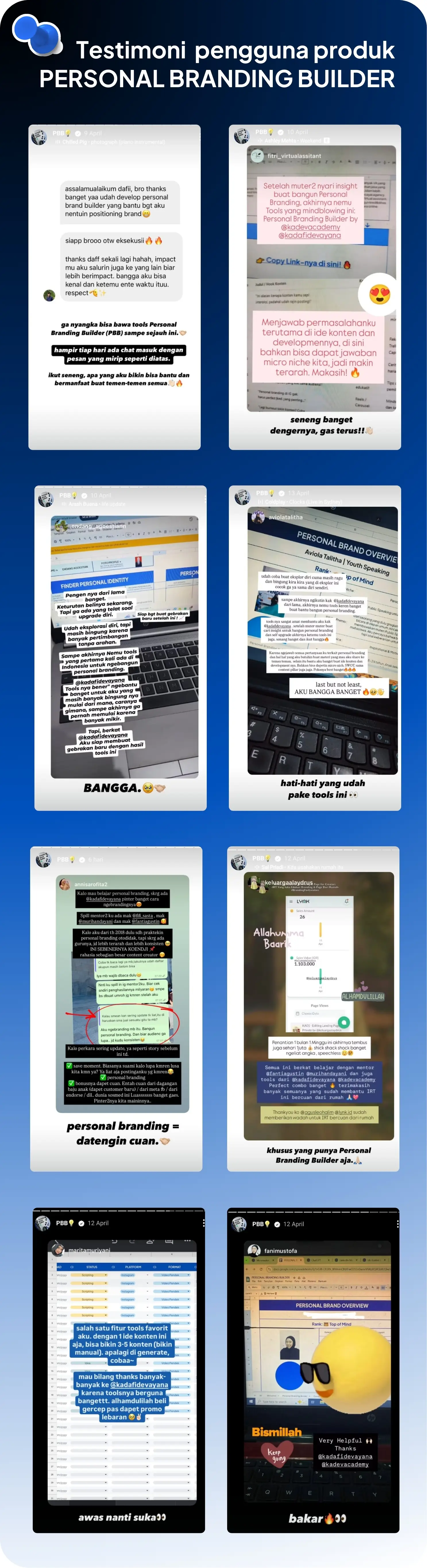 Testimoni Pengguna Personal Branding Builder